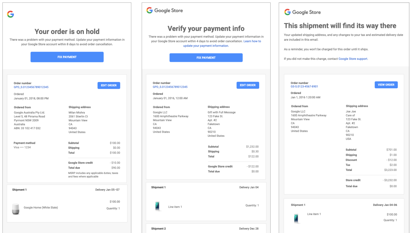 Google Store e-mails
